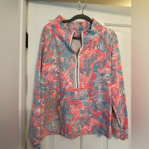 Lilly Pulitzer SUMMER SIREN Neon Skipper Popover Pink Sun Ray size Large